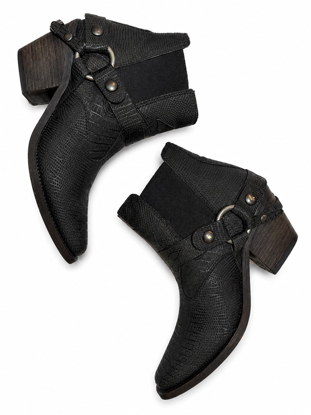 FREE PEOPLE LADY LUCK Leather Western Booties Silver Horseshoe Hardware BNWOT 7 - Picture 13 of 14